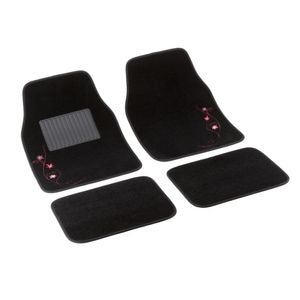 Set 4 covorase auto My Oriental Flower, universale, textil, negru