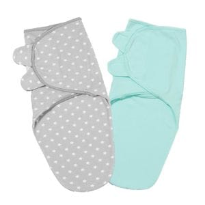 Set 2 sisteme de infasat reglabil Kidizi Mint Grey Stars, bumbac 100%, 0-3 luni