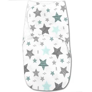 Sistem de infasat dublu Kidizi All Mint Stars, cu interior din flanel, 0-3 luni