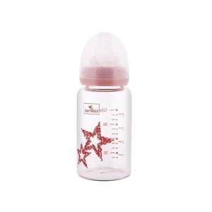 Biberon din sticla cu tetina anti-colici Lorelli, 0 luni+, 120 ml, Pink