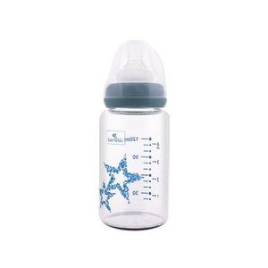 Biberon din sticla cu tetina anti-colici Lorelli, 0 luni+, 120 ml, Blue