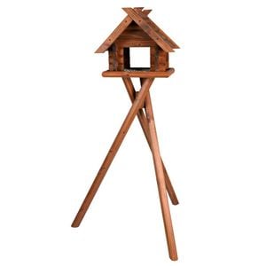 Hranitor exterior pentru pasari salbatice Trixie, cabana cu suport, 47x40x36 cm/1.40 m, Maro, 5576