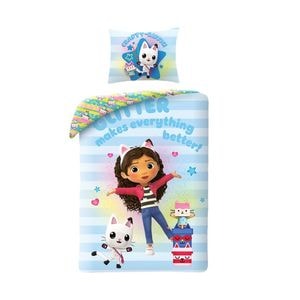 Set lenjerie de pat 2 piese Gabby's Dollhouse, reversibila, 140 x 200 cm, 60 x 70 cm, multicolor