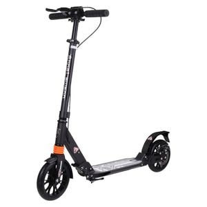 Trotineta din aluminiu cu frana pe disc NOVOKIDS Plexus EVO PRO, Maxim 100 kg, Frana si suspensie duble, Diametru roata 200 mm, Negru