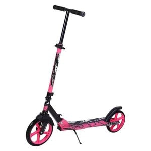 Trotineta copii si adolescenti NOVOKIDS Funky Camo PRO, Maxim 100 kg, Functie Super Brake, Diametru roata fata 230 mm, Roz Camuflaj