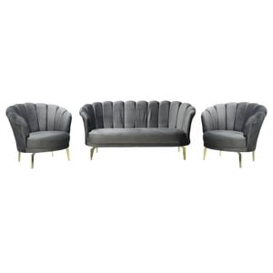 Set canapea Lotus cu 2 fotolii, 150 x 72 x 78 cm, baby face, Gri