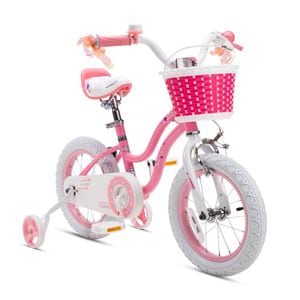 Bicicleta copii 3-5 ani Royal Baby Star Girl, roti 14", frana C-Brake fata, torpedo spate, cauciucuri late tip MTB, roti ajutatoare, roz