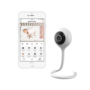 Video monitor Lionelo, Babyline Smart, cu cablu USB, Conexiune Wifi, Comunicare bidirectionala, Senzor de temperatura, Alb
