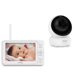 Videofon Lionelo, Babyline 8.3, Cu termometru, Cu melodii, Comunicare in 2 sensuri, Rotire 360 grade, Alb