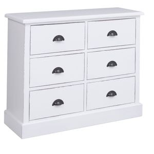 Comoda cu 6 sertare, culoare alb antichizat P029++P004A, 2 straturi de culori antichizat, 100% lemn masiv