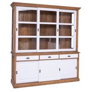 Bufet bucatarie BAS, lemn masiv, 206 x 53 x 219 cm, maro deschis-alb