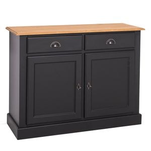 Bufet bucatarie BAS, lemn masiv, 120 x 90 x 45 cm, negru-maro