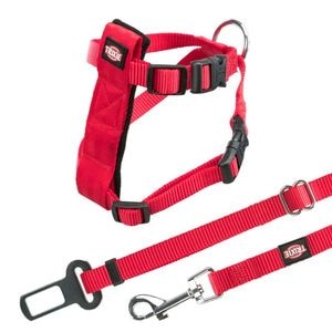 Set Ham Si Centura Auto Pentru Pisici Trixie, 20-50 cm/15 mm, Rosu, 1294