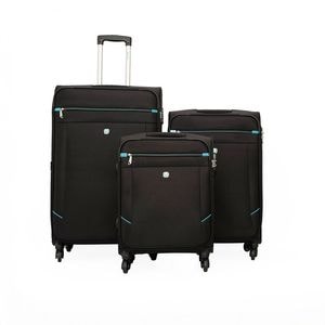 Set 3 valize DIELLE, poliester, 55x39x20 cm, 67x43x28 +5 cm, 77x48x30 +5 cm, negru