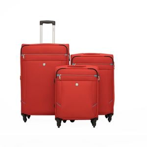 Set 3 valize DIELLE, poliester, 55x39x20 cm, 67x43x28 +5 cm, 77x48x30 +5 cm, rosu