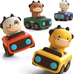 Set 4 Masinute de jucarie Simply Joy, cu animale pentru bebelusi, copii, fete si baieti