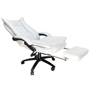 Scaun directorial Arka Chairs B67, Textil, suport picioare, baza metalica solida, role siliconate, 120 kg, alb