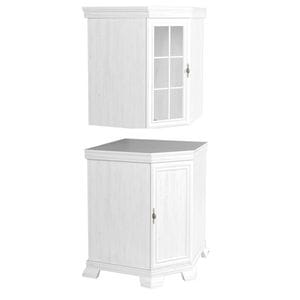 Set mobila living pentru colt comoda VMN1 si vitrina VMNN1, DRIMUS, PAL, 75x75x97 cm, Alb