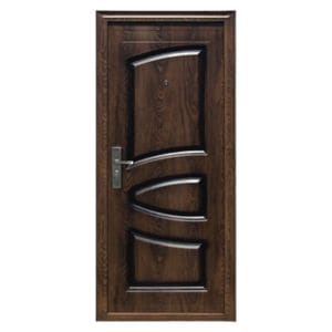 Usa metalica de exterior cu izolatie si vizor Novo Doors ND6002, 86x200 cm, deschidere dreapta, 1 yala, tabla 0.7 mm, toc 7 cm, balamale si maner incluse, Maron deschis