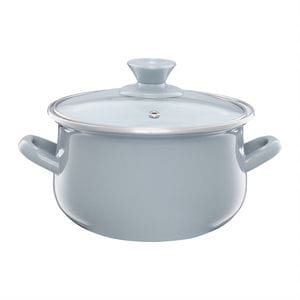 Oala email cu capac EMALIA OLKUSZ Pyza, 20cm, 3.8L, gri