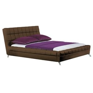 Pat cu somiera HM Bonita DRIMUS, Lemn/Piele ecologica, 160x200x100 cm, Wenge