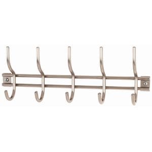 Carlig pentru hol, 5 agatatori, 38x14x8 cm, Inox