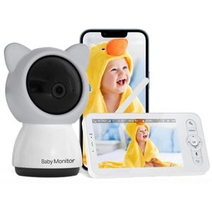 Baby Monitor cu Aplicatie Telefon IOS & Android si Unitate Video Wireless, LikeSmart BabySense, Ecran HD XXL 5", Monitorizare Temperatura