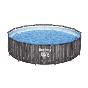 Piscina cu cadru metalic Bestway, forma rotunda, cu pompa de filtrare, scara, 427 x 107 cm, 15232 litri, debit pompa filtrare 3.028 mc/h, neagra si gri