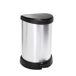 Cos de gunoi cu pedala, 20 l, 30.3x28.1x44.8 cm, plastic, negru-argintiu