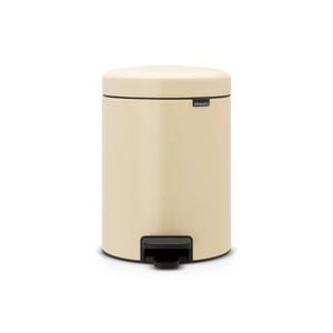 Cos de gunoi cu pedala, 5 l, metal, rotund, bej