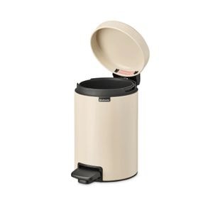 Cos de gunoi cu pedala, 3 l, metal, rotund, bej