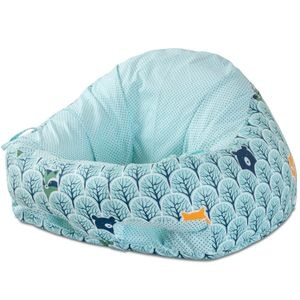 Fotoliu pentru  bebe cu suport pentru picioare Kidizi Animals Mint, husa bumbac detasabila