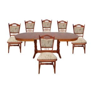 Set masa extensibila Euro 2 cu 6 scaune DRIMUS, lemn, 230x95x76 cm, Cires