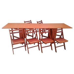 Set masa plianta de 12 persoane cu 6 scaune pliante DRIMUS, PAL, 274x75x78 cm, Maro