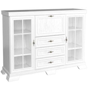 Vitrina living VM6 DRIMUS, 3 usi, 3 sertare, PAL, 158x46x117 cm, Alb