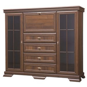 Vitrina living VM7 DRIMUS, 3 usi, 4 sertare, PAL, 158x46x136 cm, Maro