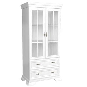 Vitrina living VMW2 DRIMUS, 2 usi, 2 sertare, PAL, 88x40x193 cm, Alb