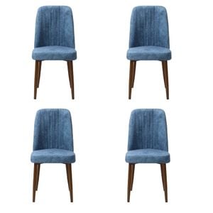 Set 4 Scaune Artemis, Blue, Picior Maro