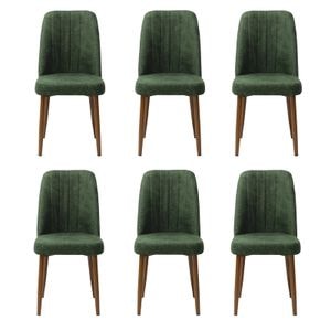 Set 6 Scaune Artemis, Verde, Picior Maro