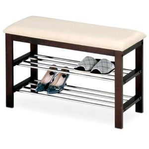 Suport pantofi tip taburet DRIMUS HM ST3, 31 x 81 x 49 cm, lemn, crem