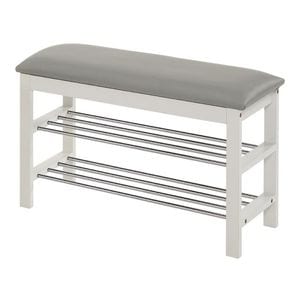 Suport pantofi DRIMUS HM ST11, 31 x 81 x 49 cm, lemn, alb/gri