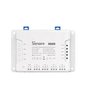 Modul de comanda smart WiFi Sonoff 4CHPROR3, 4 canale, 40A/8800W, 2.4 GHz, 433 MHz, inching/interlock/self-locking