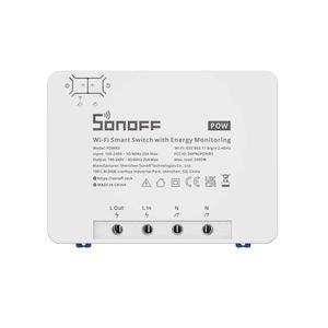 Modul de comanda smart WiFi Sonoff POWR3, 1 canal, 25A/5500W, 2.4 GHz, contor consum