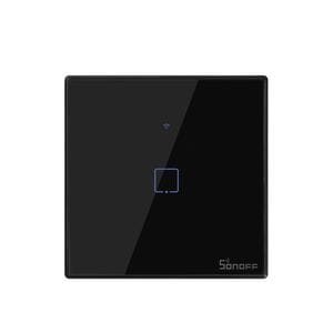 Intrerupator touch smart simplu WiFi Sonoff TX T3EU1C, 2.4 GHz, 433 MHz, negru