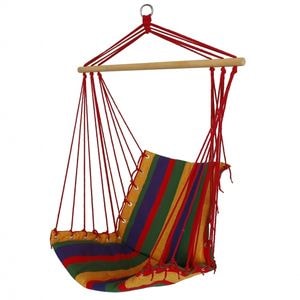 Hamac tip scaun DeHome Joy 103, multicolor, material textil, bara sustinere din lemn