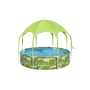 Piscina copii cu cadru metalic Bestway SteelPro, cu pavilion, verde 244x51 cm, 56432