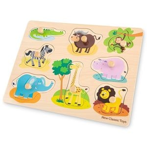 Puzzle din Lemn New Classic Toys Safari, 9 piese