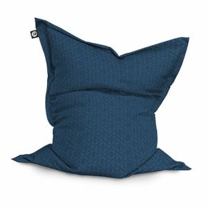 Fotoliu Updeco Puf Bean Bag tip Perna, impermeabil, indoor/outdoor, sac interior, 115 x 150 x 25 cm, albastru inchis si linii bej
