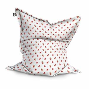Fotoliu Updeco Puf Bean Bag tip Perna, impermeabil, indoor/outdoor, sac interior, 115 x 150 x 25 cm, alb cu felii de pepene