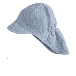 Sapca pentru copii din muselina Kidizi Maitre Jeans, cozoroc, protectie gat, 1-3 ani, albastru